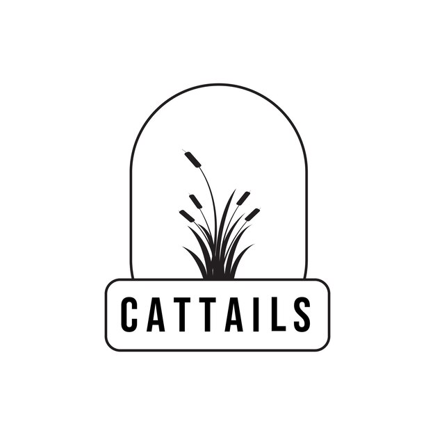 Cattails logo design minimalist vintage line