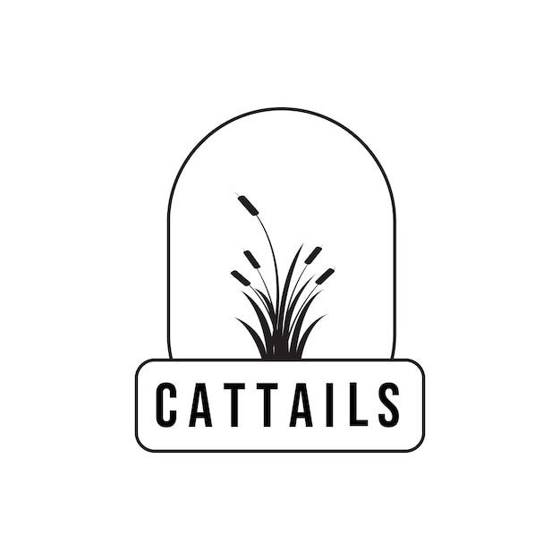 Cattails logo ontwerp minimalistische vintage lijn