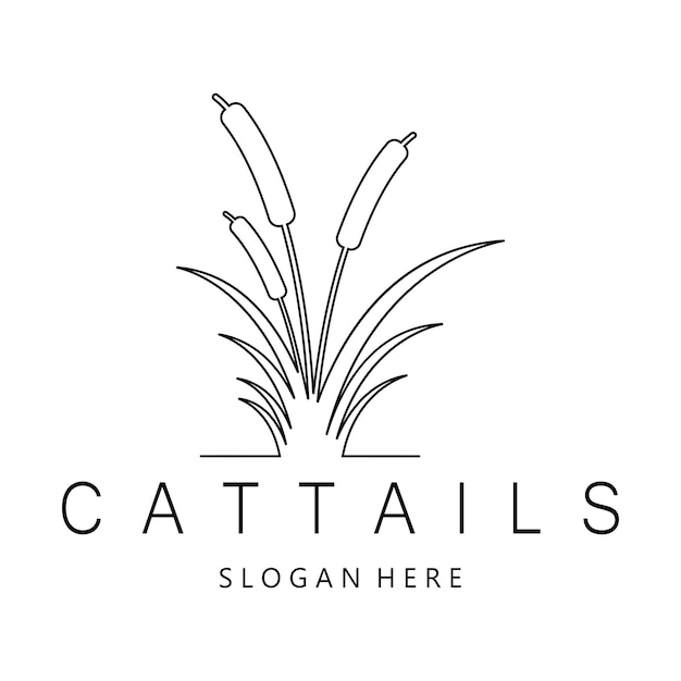 Vector cattails or river reed grass plant logo design aquatic plants swamp wild grass vector