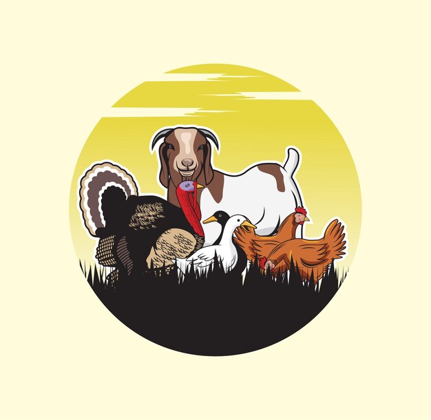 Cattle animals farm design illustration