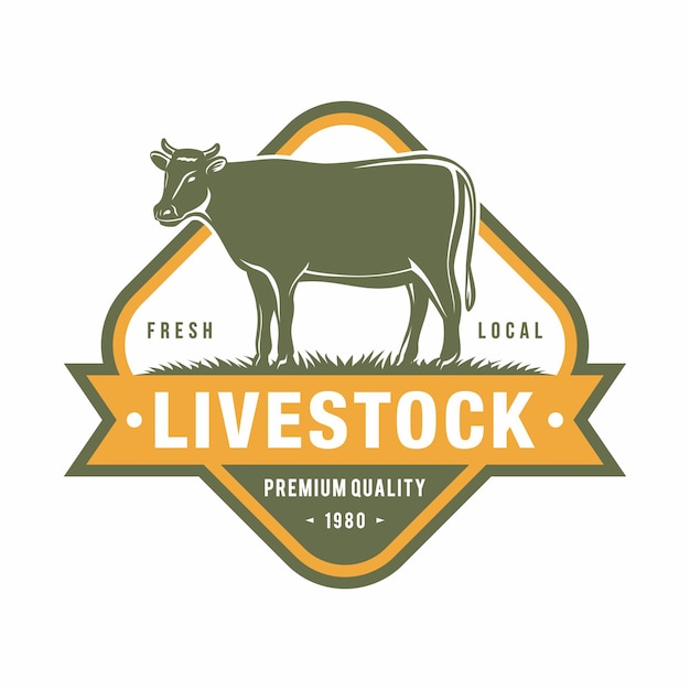 Vector cattle farm logo design template cow design vector illustration