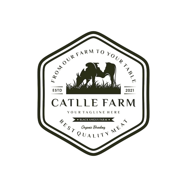 Vector cattle farm vintage logo