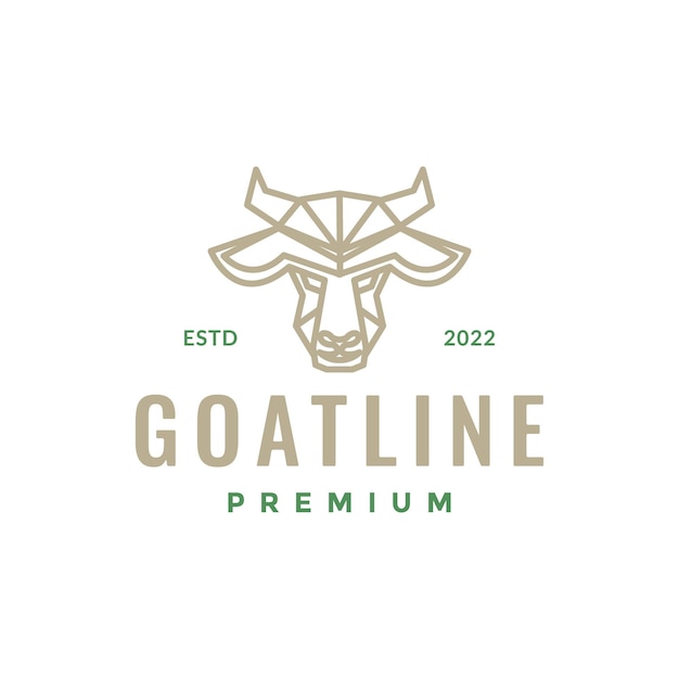 Cattle livestock animal goat head polygonal line art minimal logo design vector