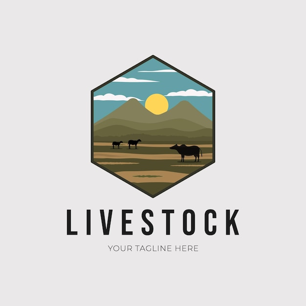 Vector cattle livestock or farm badge logo vector illustration design