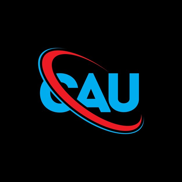 CAU 로고 CAU 글자 CAU 글자의 로고 디자인 이니셜 (CAU 로고는 원과 대문자 모노그램 로고로 연결되어 있으며 CAU는 기술 비즈니스 및 부동산 브랜드를 위한 타이포그래피입니다.)
