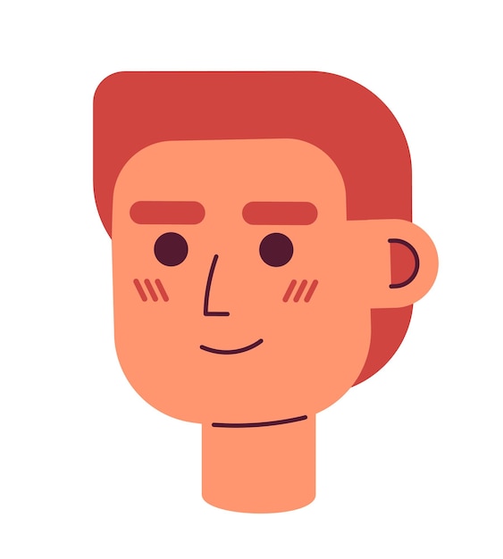 Vector caucasian boy with red hair semi flat vector character head