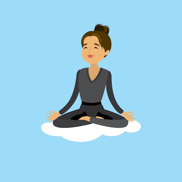 caucasian business woman relax in lotus yoga pose vector illustration