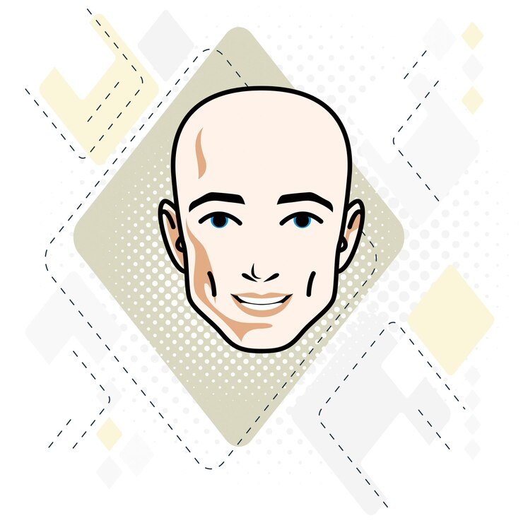Vector 백인 남자의 얼굴은 긍정적인 감정을 표현하고 인간의 머리 삽화를 벡터합니다.