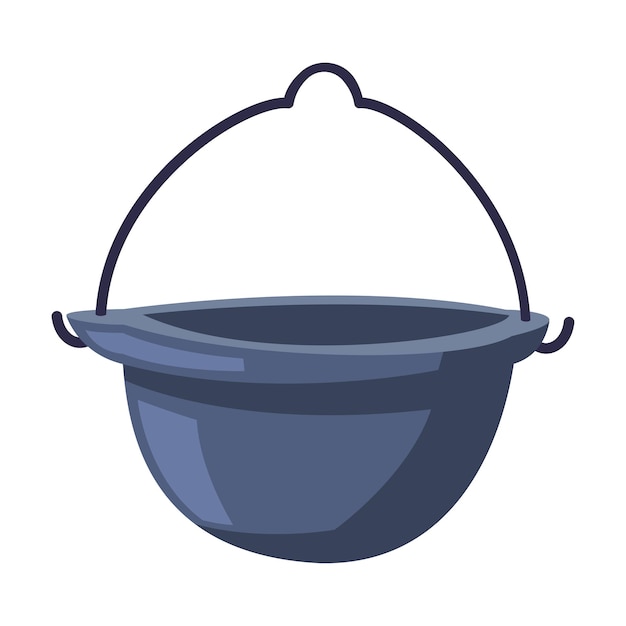 Cauldron for Camping Metal Hiking Pot Cartoon Vector Illustration