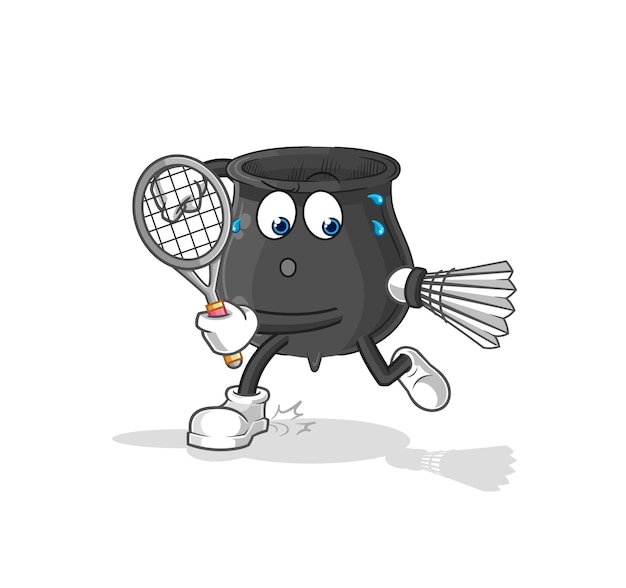 Cauldron playing badminton illustration character vector