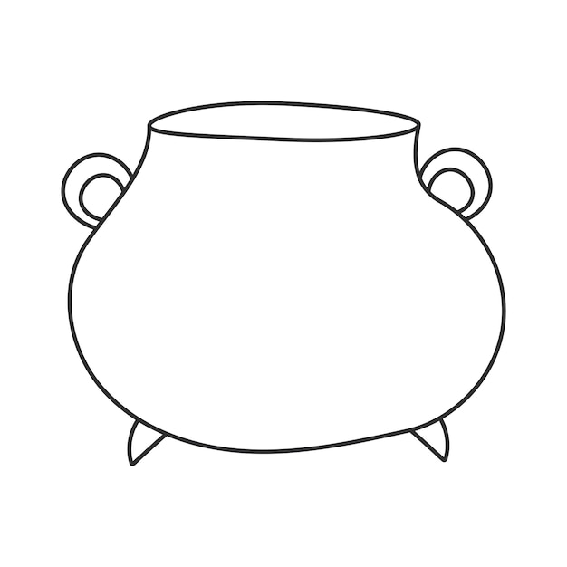 cauldron witch halloween potion brew line doodle vector illustration