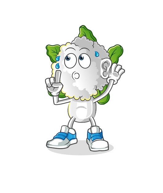 cauliflower head cartoon eavesdropping vector cartoon character