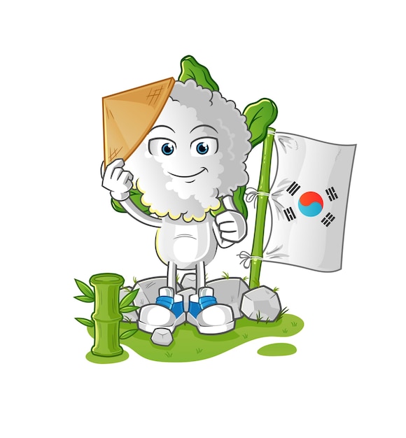 cauliflower head cartoon korean character cartoon mascot vector