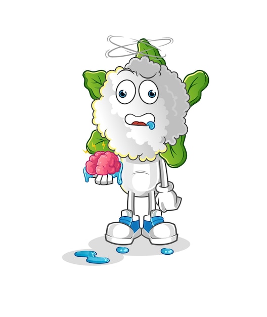 cauliflower head cartoon no brain vector cartoon character