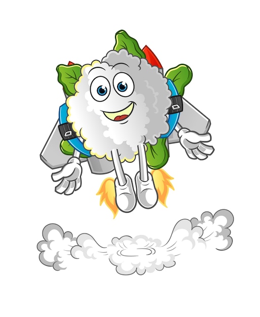 Cauliflower with jetpack mascot