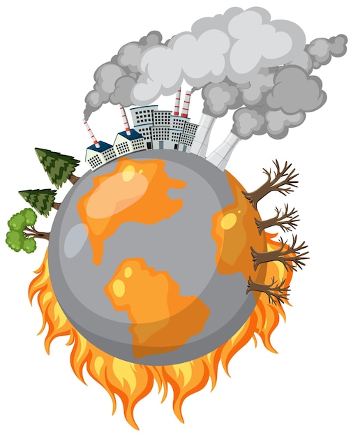 Vector cause factors of greenhouse effect and global warming