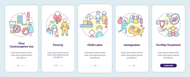 Causes of overpopulation onboarding mobile app screen