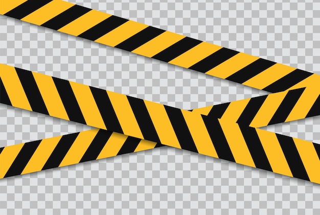 Vector caution and danger line. black and yellow warning, police tapes, attention, sign line.