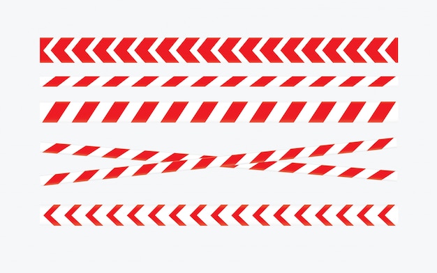 Caution and danger tapes. Warning tape. Red and white line striped.