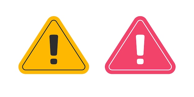 caution exclamation mark sign icon triangle simple pictogram graphic red yellow alert set hazard