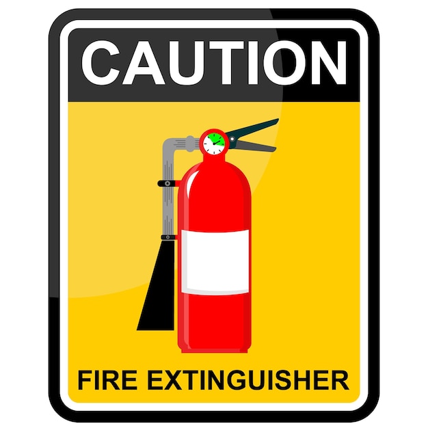 Caution, Fire Extinguisher, sticker and label