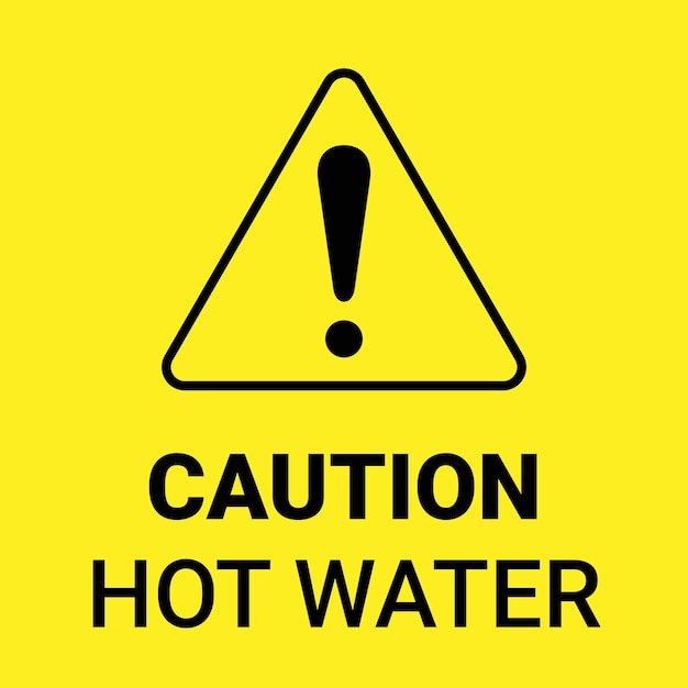주의 뜨거운 물 식품 안전 위험 표시 아이콘