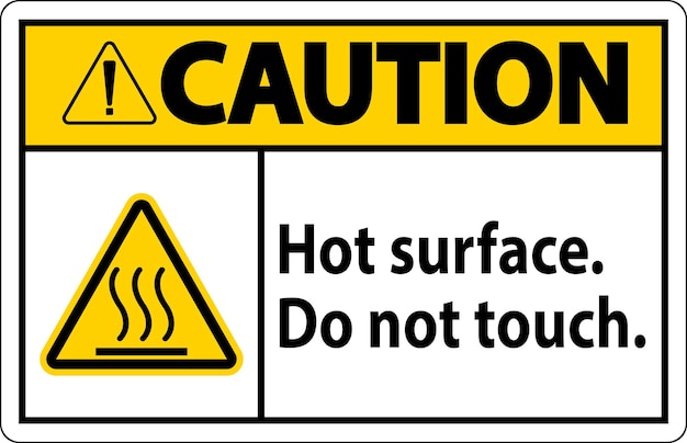 caution safety label hot surface do not touch