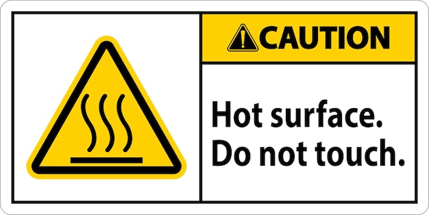 caution safety label hot surface do not touch