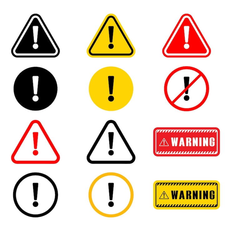Vector caution signs set of warning signs danger and warning signs