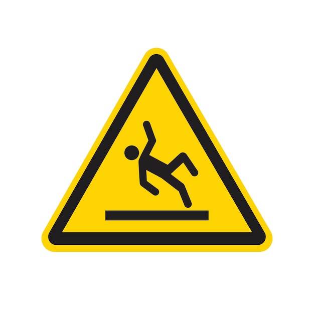 Caution slippery floor sign on isolated white background. Vector illustration.