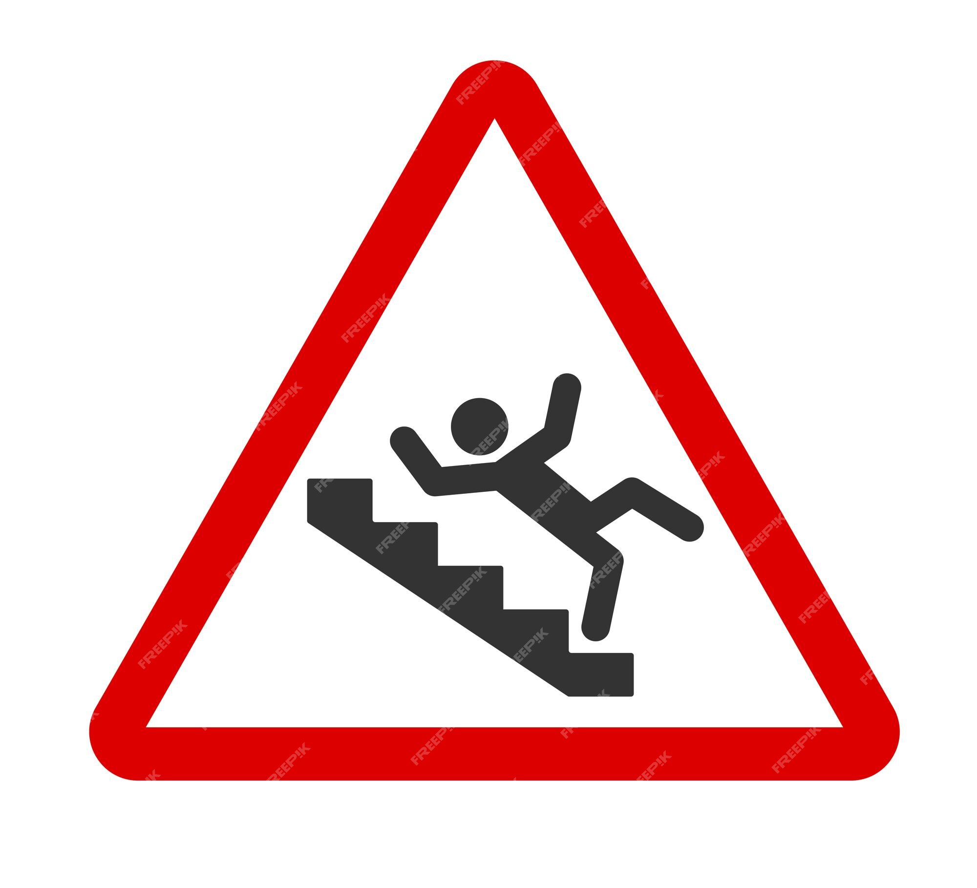 Premium Vector  Sign warning use handrail when going up and down stairs do  not jump steps risk of falling