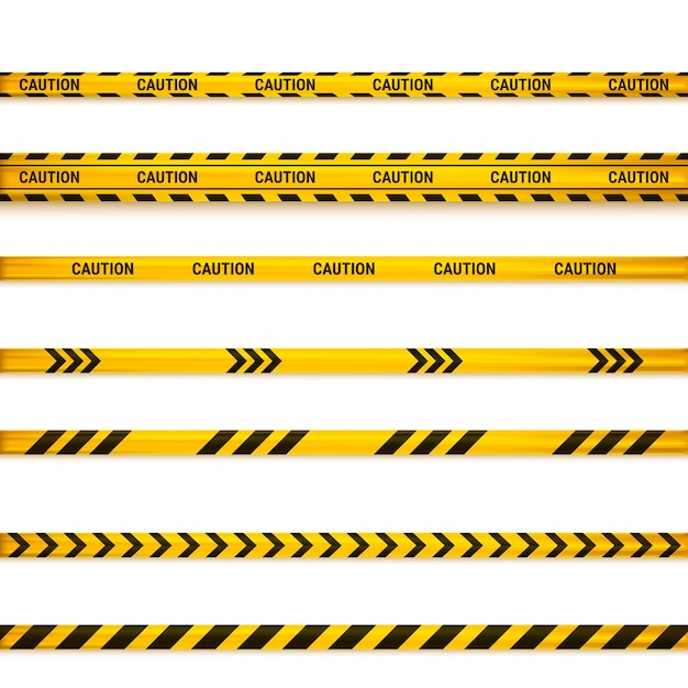 Caution tape. Caution yellow warning lines isolated on white background