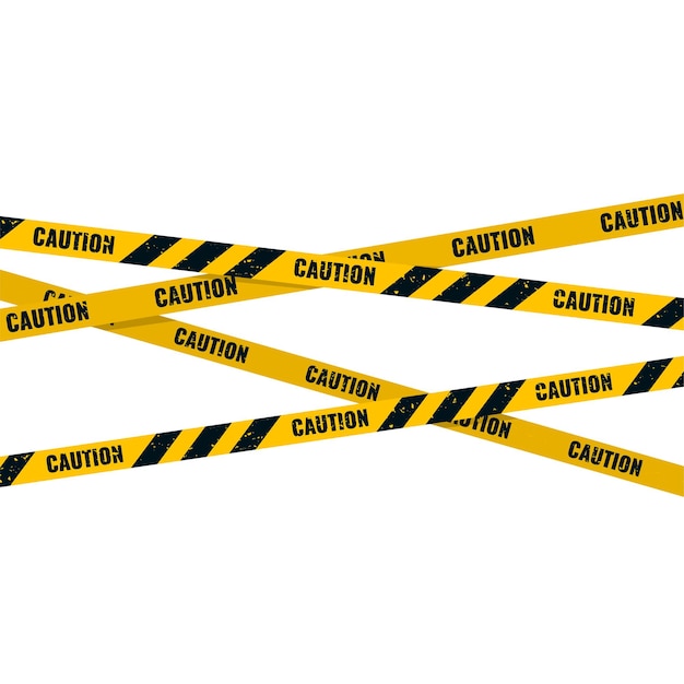 Caution tape. Caution yellow warning lines isolated on white background