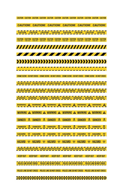 Vector caution tapes seamless pattern illustration brush grunge