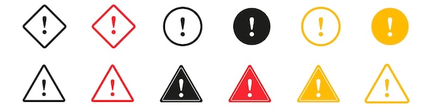 Caution warning signs Exclamation danger sign Warnings attention sumbol Triangle warning flat st