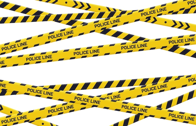 Caution yellow danger tapes poster police danger line security area crime barrier pattern flat vector background illustration warning lines cover