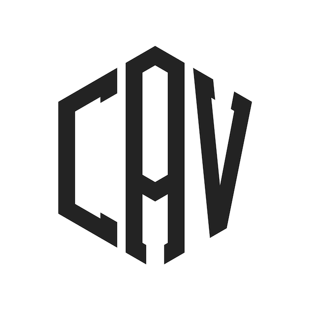 CAV ロゴ デザイン イニシャルレター CAV モノグラム 六角形を使用したロゴ