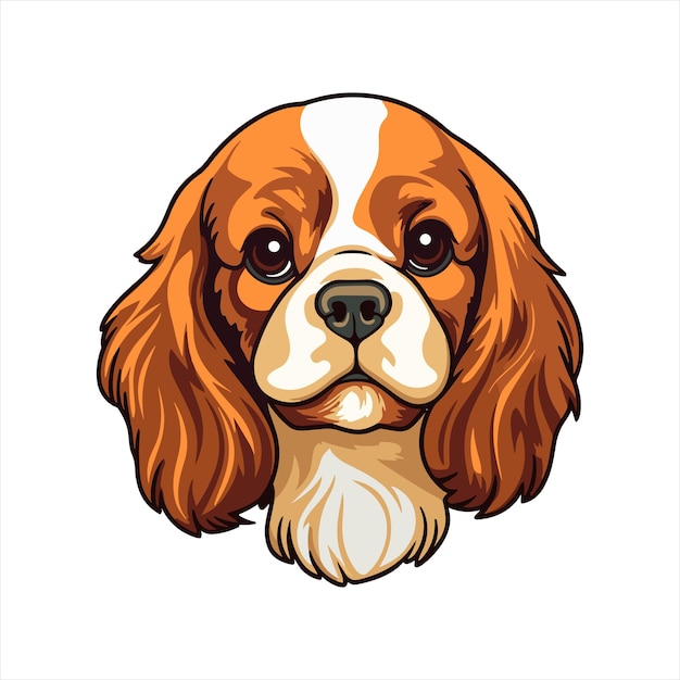 Cavalier Dog Breed Cute Cartoon Kawaii Character Animal Pet Isolated Sticker Illustration