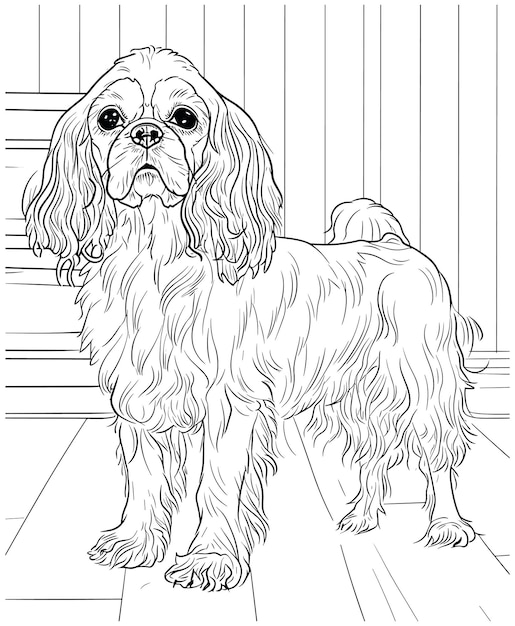 Vector cavalier king charles spaniel coloring page