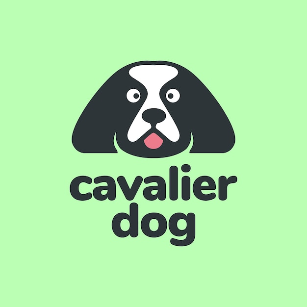 Cavalier king charles spaniel cane animali domestici carino mascotte cartone animato colorato sorriso felice logo icona illustrazione vettoriale