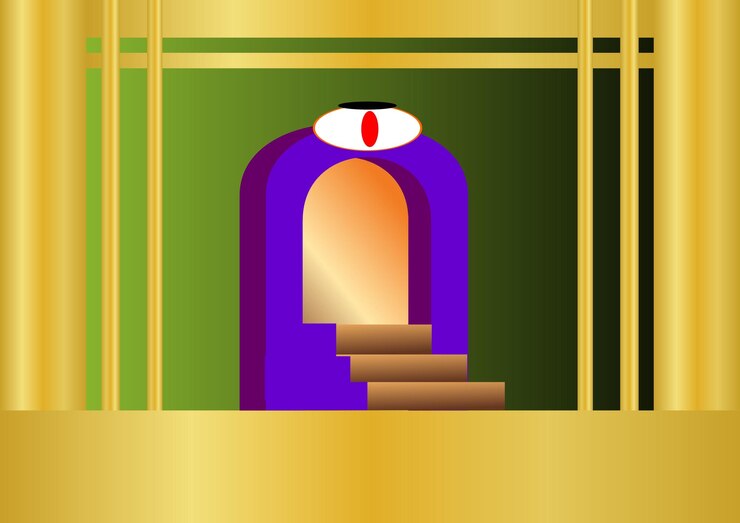 Vector cave a gold landscape eye rawr