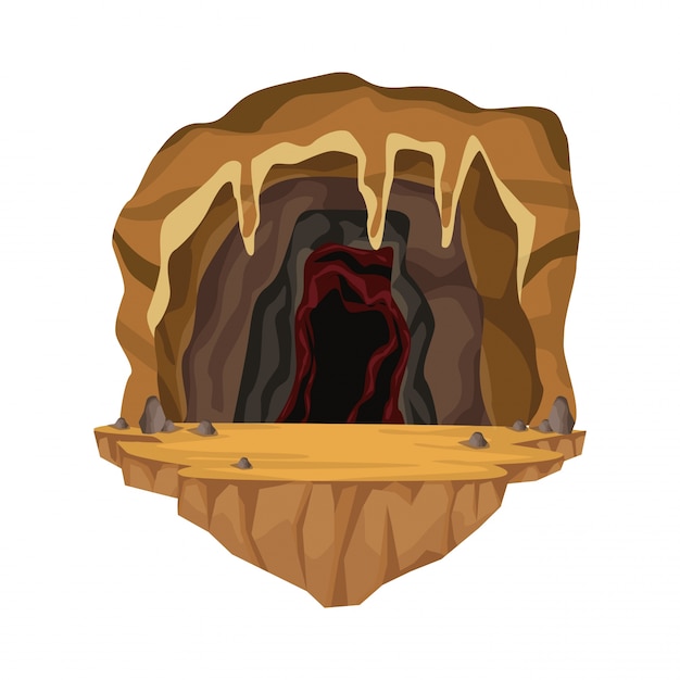 Vettore scena interna della caverna in montagna profonda