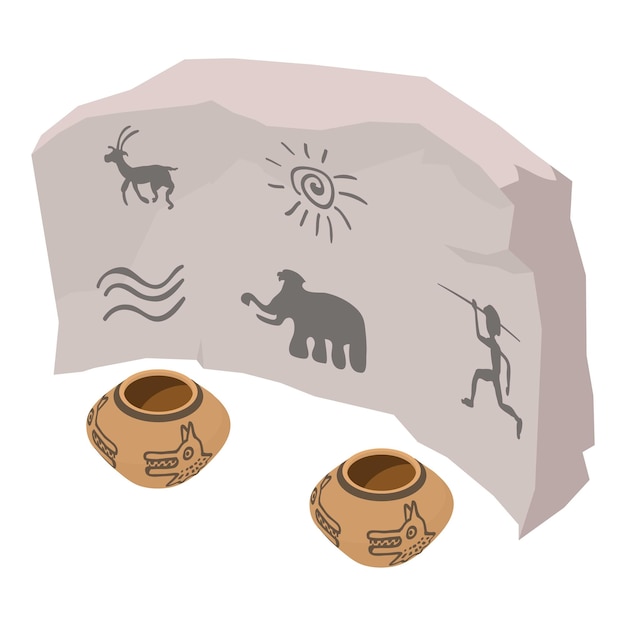 Cave painting icon Isometric illustration of cave painting vector icon for web