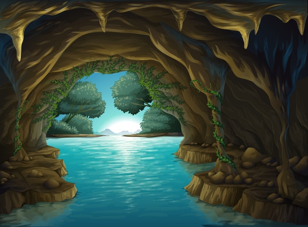 A cave and a water