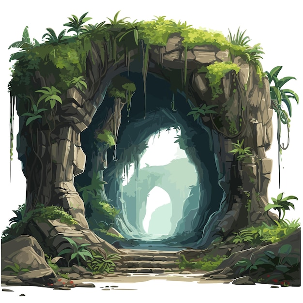 A cave with entrance game element background