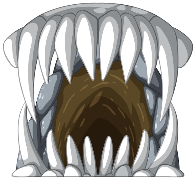 Cave with sharp fangs on white background