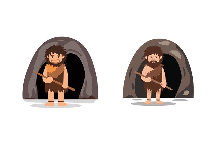 Vector caveman character design vector art illustration
