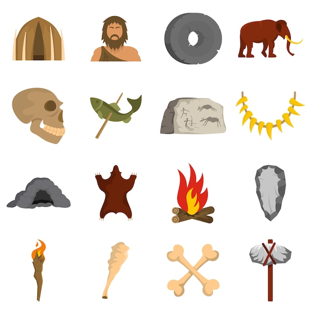 Caveman icons set 
