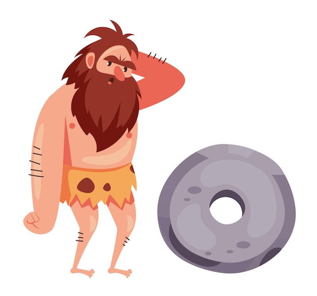 Vector caveman prehistoric ancient character isolated on white background concept graphic element