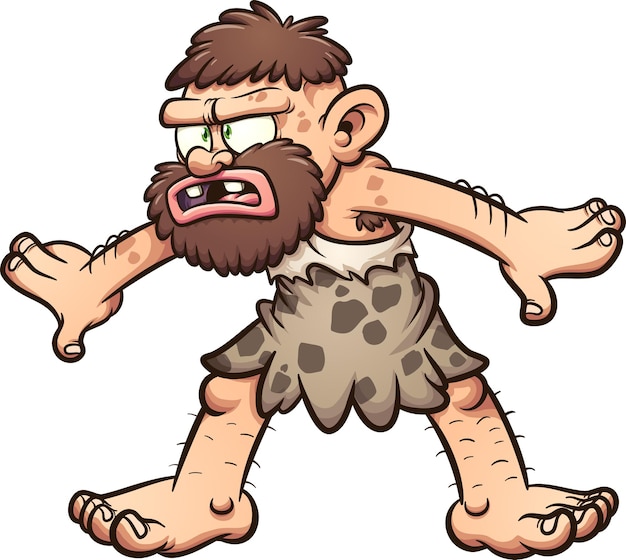 Caveman with a confused face and pose.